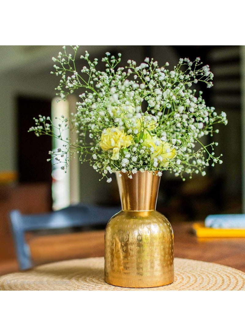 10Club Hammered Gold Metal Vase Elegant Flower Vase for Home Decor Unbreakable H 62 inch 230 Grams 1Pc Without Flower Ideal for Gifting Round