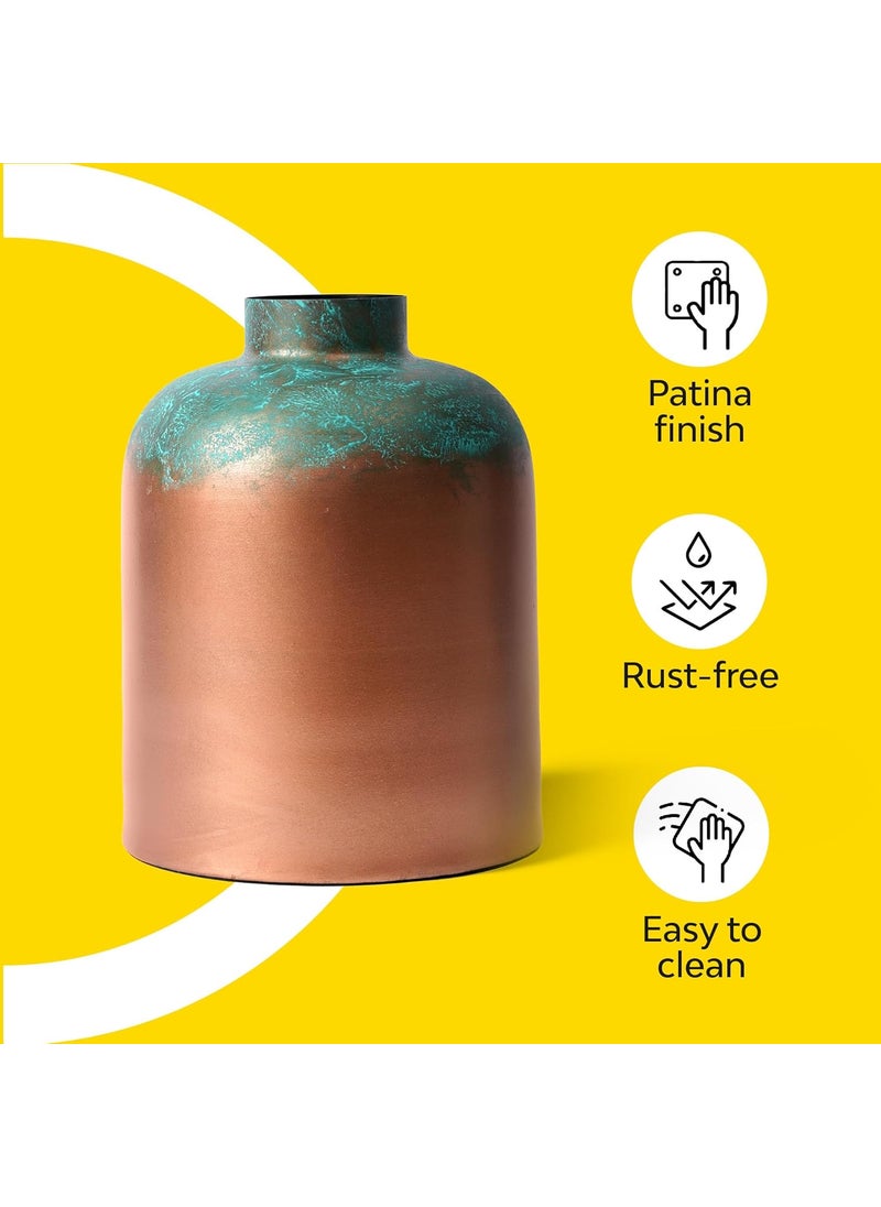 10Club Patina Jar Vase Elegant Flower Vase for Home Decor Durable Metal H 10 inch 770 gram 1 Pc Without Flower Great for Gifting