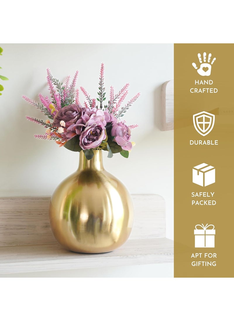 Behoma Metal Flower Vase for Home Dcor Living Room Office Wedding Table Decorative Item for Festivals Birthday Golden Vase 1Pcs Flower not Included
