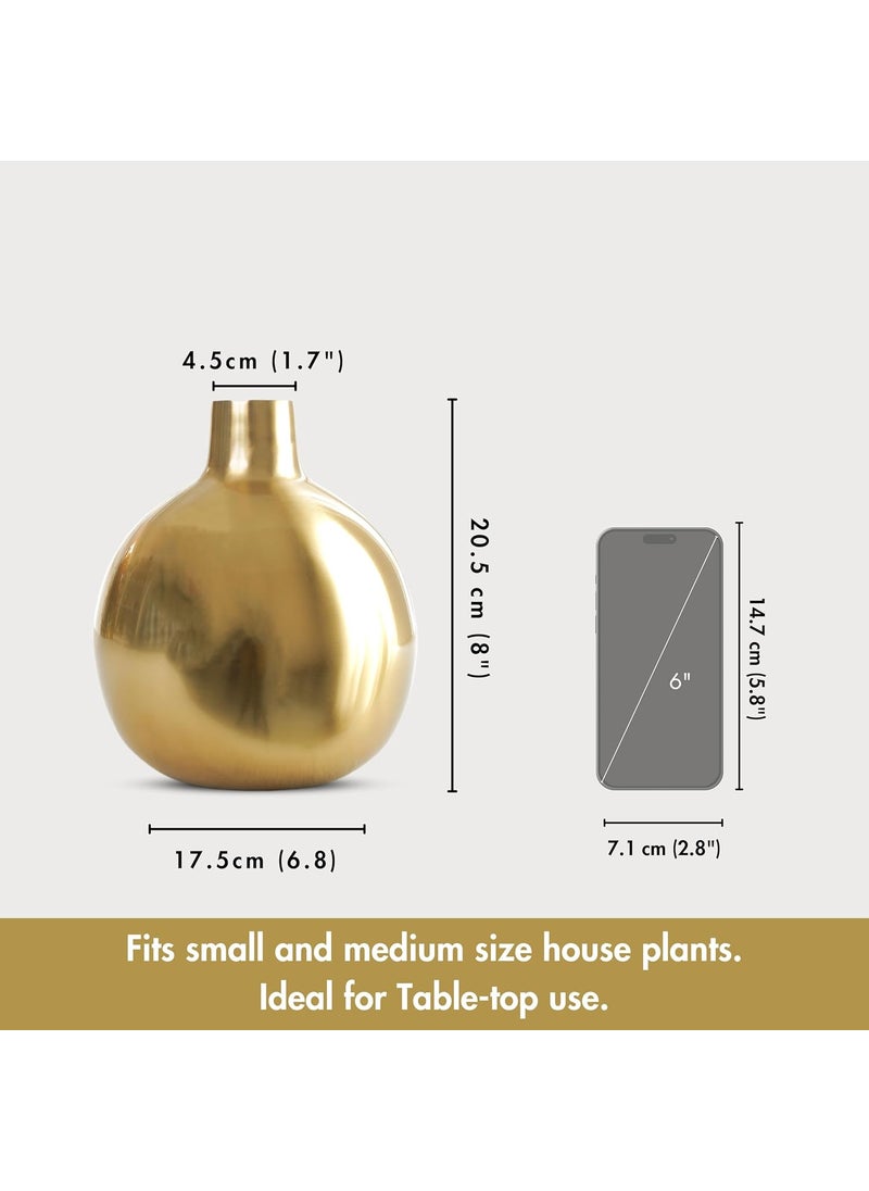 Behoma Metal Flower Vase for Home Dcor Living Room Office Wedding Table Decorative Item for Festivals Birthday Golden Vase 1Pcs Flower not Included