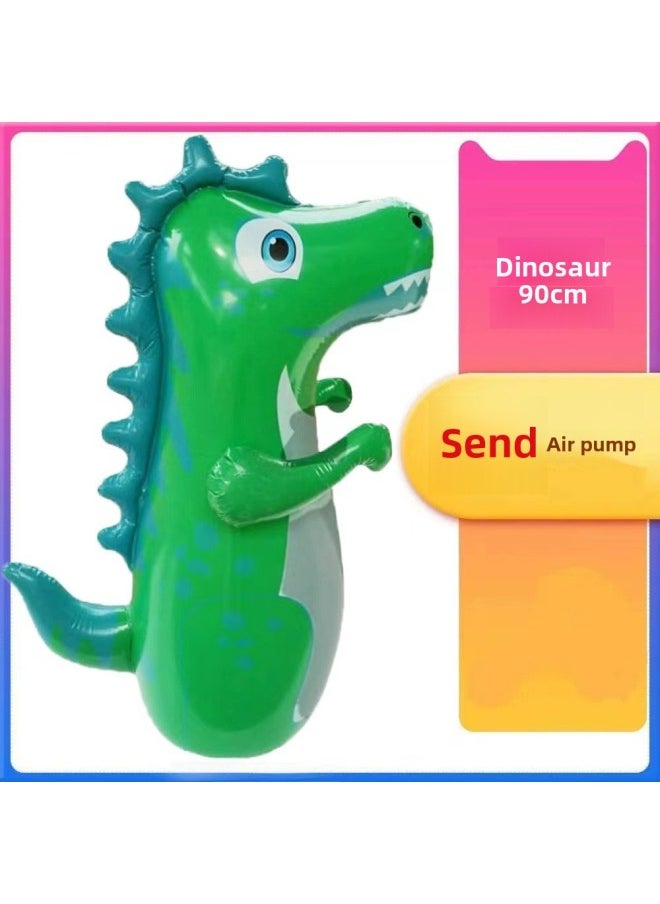 Inflatable Tumbler Large Dinosaur Dolphin Toy Children's Decompression Exercise Educational Fitness Toys Internet Popular Boxing Old-Color:Green Dinosaur Manual Pneumatic Cylinder