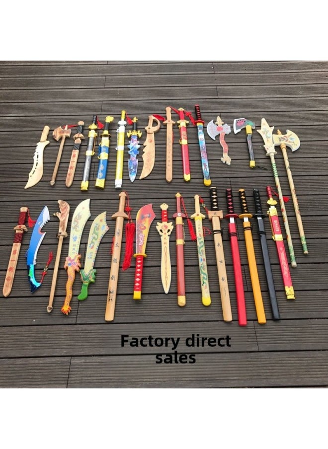 Direct Bamboo Sword Wooden Sword Wooden Sword Model Dragon Sword Warrior Props Model Stall Scenic Spot Wholesale-Color:Whole Bamboo Tai Chi