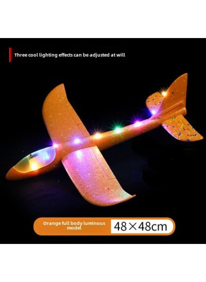 Hand-throwing Foam Soft Plane 48cm Fall-resistant Glider Model EPP Ultra-light Material Children's Outdoor Toys Wholesale-Color:Whole Body Glowing Orange