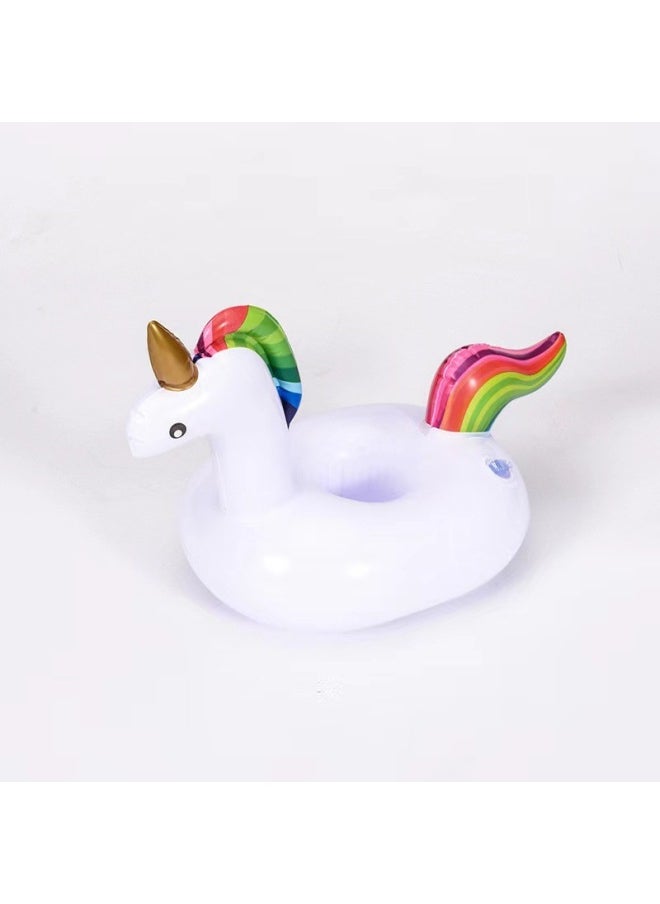 Inflatable Flamingo Donut Lemon Watermelon Pineapple Crab Love Cup Holder Inflatable Water Coaster-Color:Unicorn Without Ears-Specifications:Inflatable Cup Holder