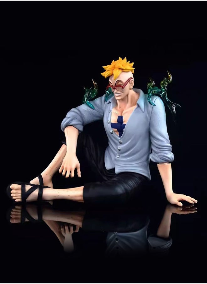 One Piece Phoenix Marco Sitting Action Figure Decorative Resin Sculpture Home Decor Statue, Art Figurine Home Ornament Decoration for Office, Living Room, Bedroom, Book Shelf, TV Cabinet, Desktop