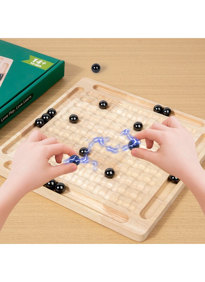 Magnetic Chess Versus War Chess Educational Toys Stepping On Thunder Magnetic Induction Parent-child Interaction Children's Desktop Games Magnetic Effect-Color:20 Round Rubber Wood Thunder Magnetic Induction Chess 0.61kg (green Box)