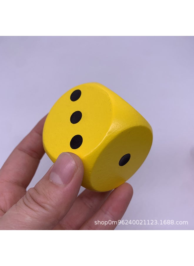 3cm4cm5cm6cm8 Wood Dice Flying Chess Color Game Lottery Props Educational Toys Teaching Aids Sieve-Color:5cm Yellow Points Dice