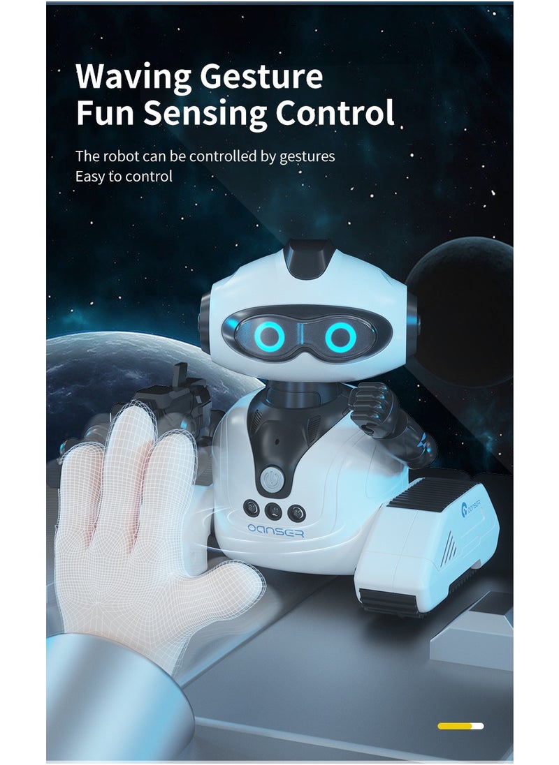 Candy Wish 2.4G Intelligent Interactive Robot Toys for Kids, Rechargeable Remote Control Emo Robots with Gesture Sensing, Fun Recording and Shining LED Eyes, RC Robot Toys Gifts for all ages Boys Girls