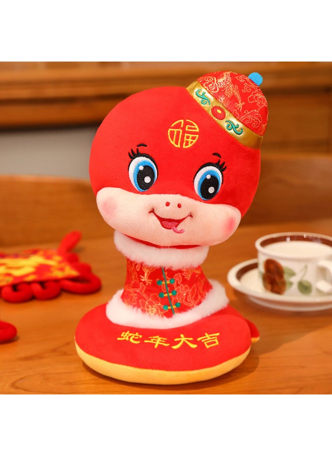 2025 Year Of The Snake Mascot Doll Zodiac Snake Doll Plush Toy Cartoon Year Of The Snake Doll Annual Meeting Event Gift-Specifications:23cm Tang Suit Snake-Color:Ready Stock Shipped Quickly