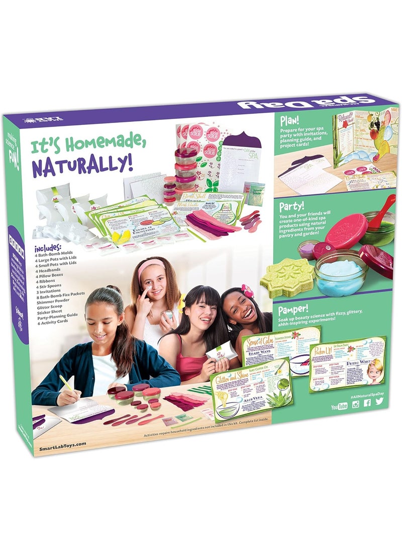 SMARTLAB Toys All-Natural Spa Day - Make Fizzy Bath Bombs, Creamy Face Masks & More with 48 Pieces
