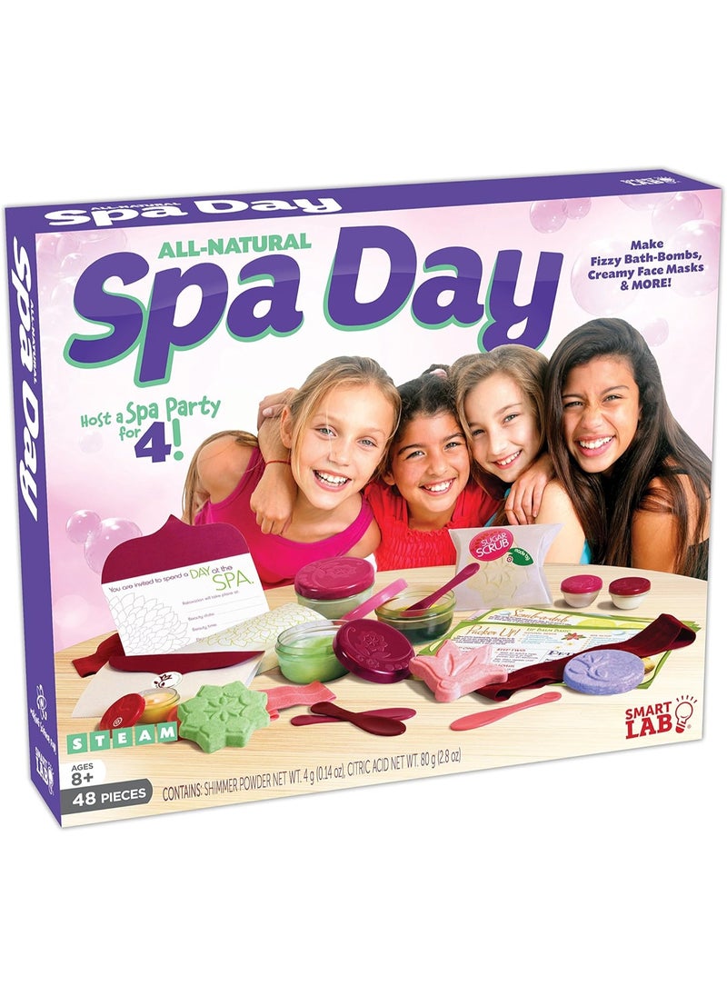 SMARTLAB Toys All-Natural Spa Day - Make Fizzy Bath Bombs, Creamy Face Masks & More with 48 Pieces