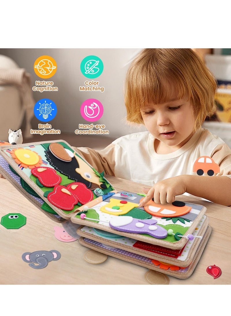 Montessori Felt Quiet Book for Toddlers - Washable Busy Book for Preschool Learning, Sensory Toys for Kids Ages 3-6, Perfect Travel Gift for Boys and Girls, Ideal for Autism Support.