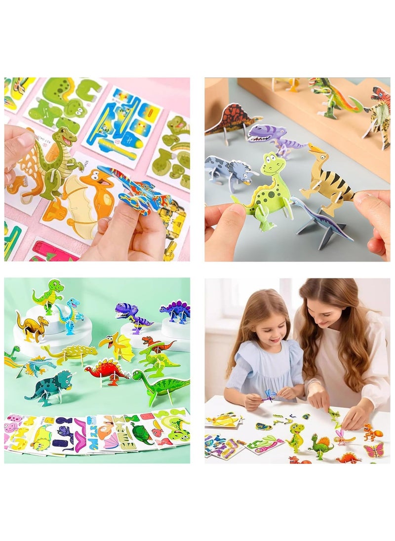 100PCS Educational 3D Cartoon Puzzle for Kids - Insects, Dinosaurs, Animals, Vehicles Themed 3D DIY Cardboards for Boys  Girls Gift Party Supplies