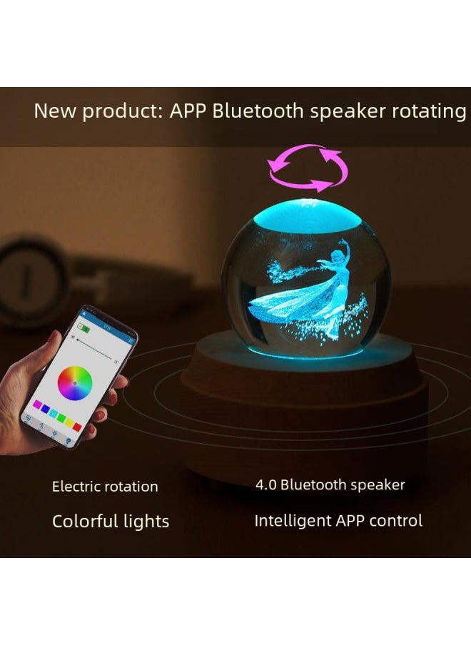 Creative Gift Wooden Music Box For Girls Gift Elk Birthday Octave Crystal Ball Music Box Z1-Color:520 Bear-Dimensions:Remote Control Bluetooth Music Without Rotation