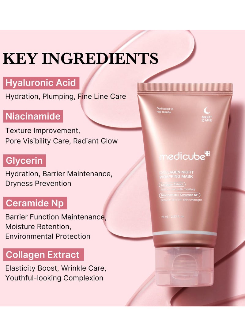 medicubeViral Glass Glow Overnight Wrapping Mask Duo: Collagen Overnight Wrapping Peel Off Facial Mask Pack and Turmeric Overnight Wrapping Peel Off Mask and Jelly Brush