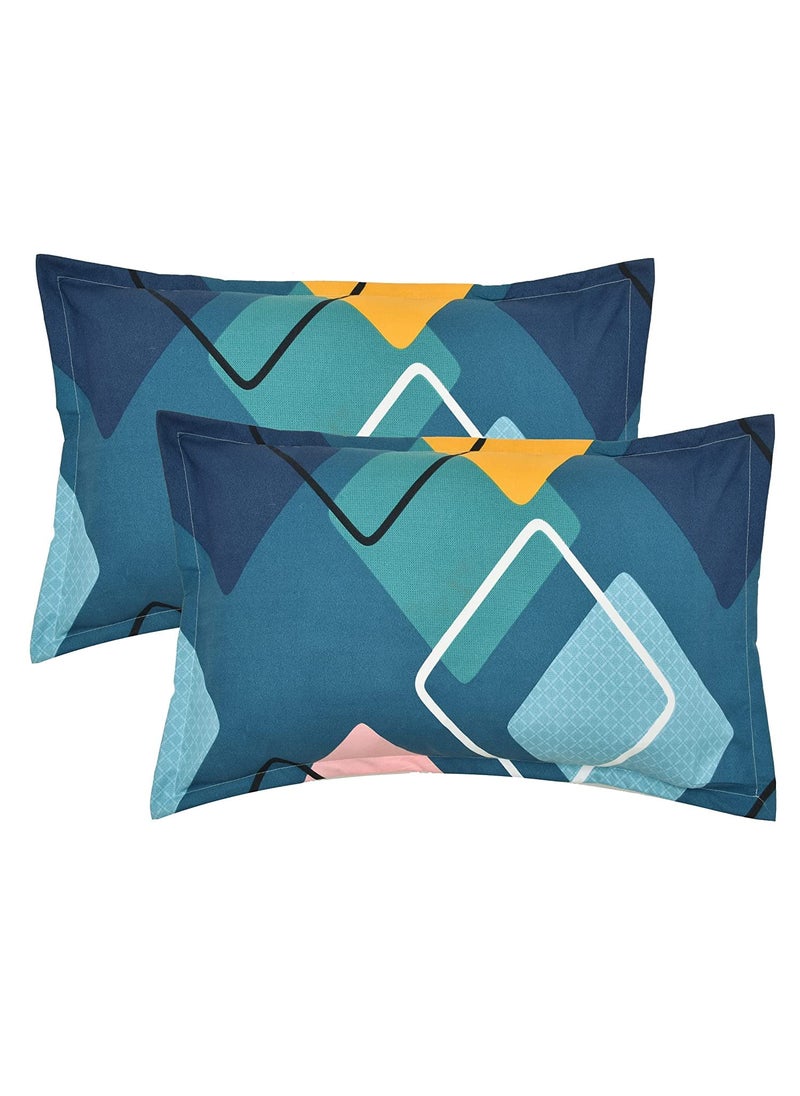 THE HOME STYLE Super Soft Glace Cotton 300 TC King Size Printed Pillow Covers Ll Pillow Cases Ll Set Of 2 Piece 18X 28 Inches French Blue