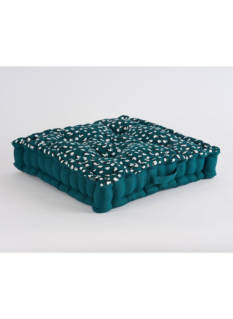 SKANDA FAB Premium Mosaic Printed Floor Back Seat Cushion Meditation Floor Pillow Square Large Pillows for BenchLiving RoomBalcony Daisy Animal Botanical Green 50x50x10cm Pack of 1