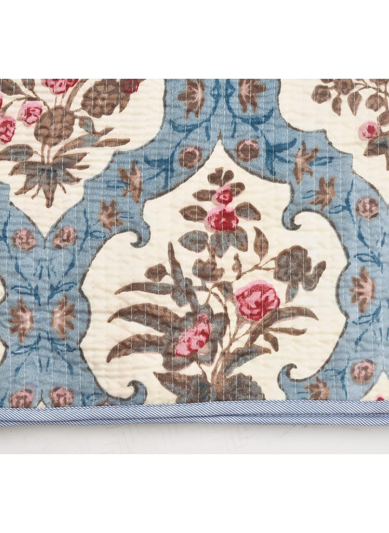 RRC Quilted Floral Print Cotton Pillow Covers Set of 217X27Inches 220 GSM Soft Cotton Quilted Pillow Cover Protector Zippered Closure