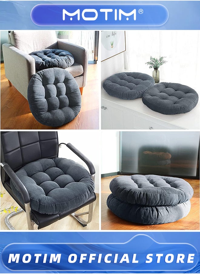 2PCS Round Floor Seat Pillows Cushions Soft Thicken Yoga Meditation Cushion Linen Tatami Floor Pillow Reading Cushion Chair Pad Casual Seating