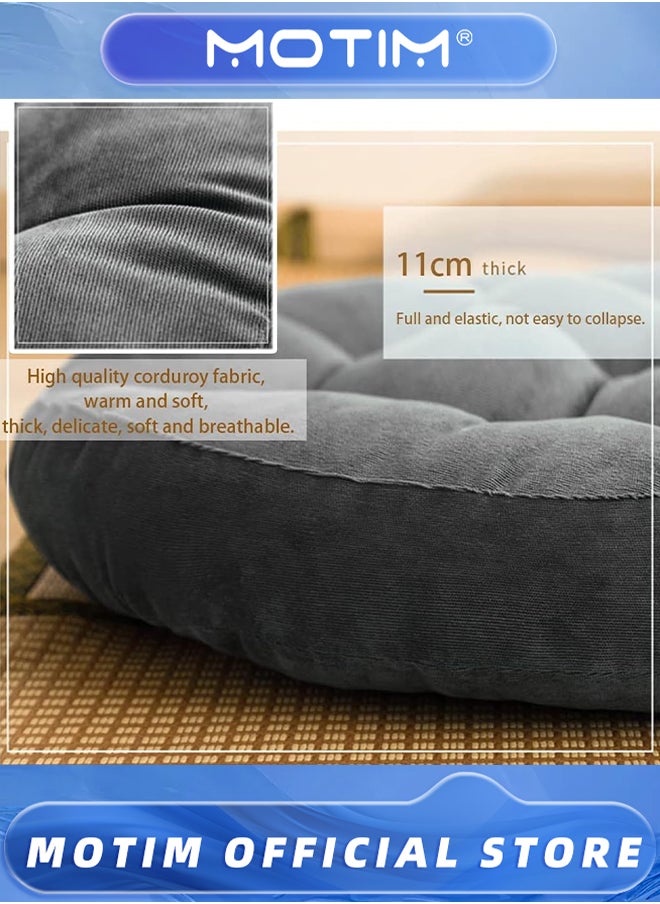 2PCS Round Floor Seat Pillows Cushions Soft Thicken Yoga Meditation Cushion Linen Tatami Floor Pillow Reading Cushion Chair Pad Casual Seating
