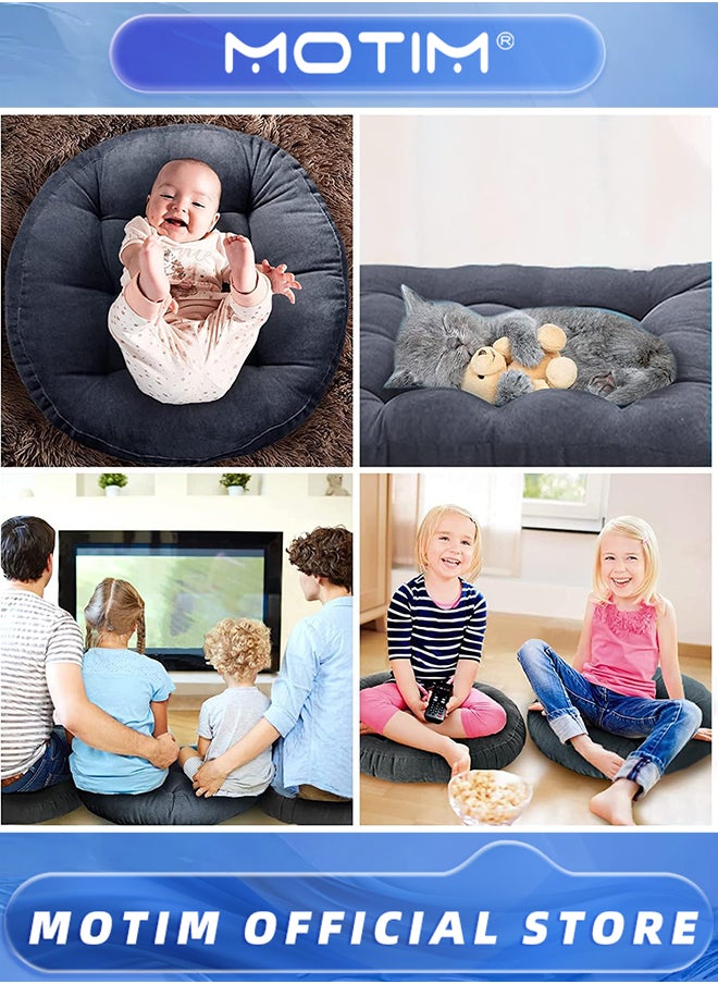 2PCS Round Floor Seat Pillows Cushions Soft Thicken Yoga Meditation Cushion Linen Tatami Floor Pillow Reading Cushion Chair Pad Casual Seating