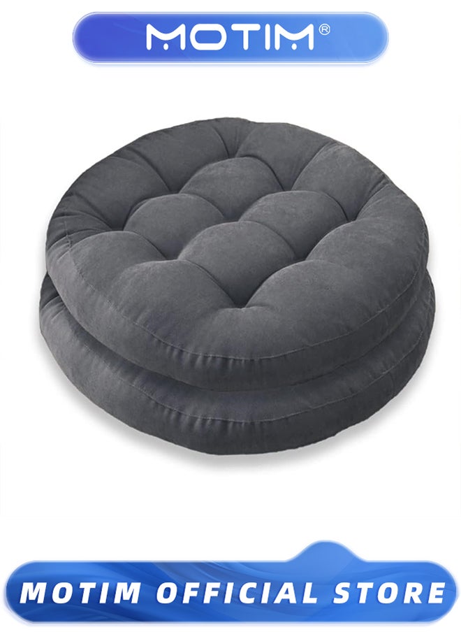2PCS Round Floor Seat Pillows Cushions Soft Thicken Yoga Meditation Cushion Linen Tatami Floor Pillow Reading Cushion Chair Pad Casual Seating