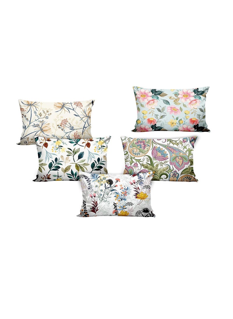 Ultimate Trends Polyester Digital Modern Printed Pillow Cover 12x18 Set of 5 Multi Color UTCS1208