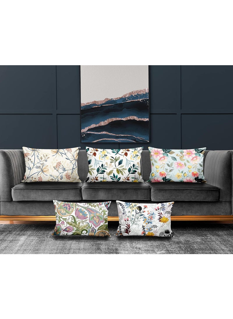 Ultimate Trends Polyester Digital Modern Printed Pillow Cover 12x18 Set of 5 Multi Color UTCS1208