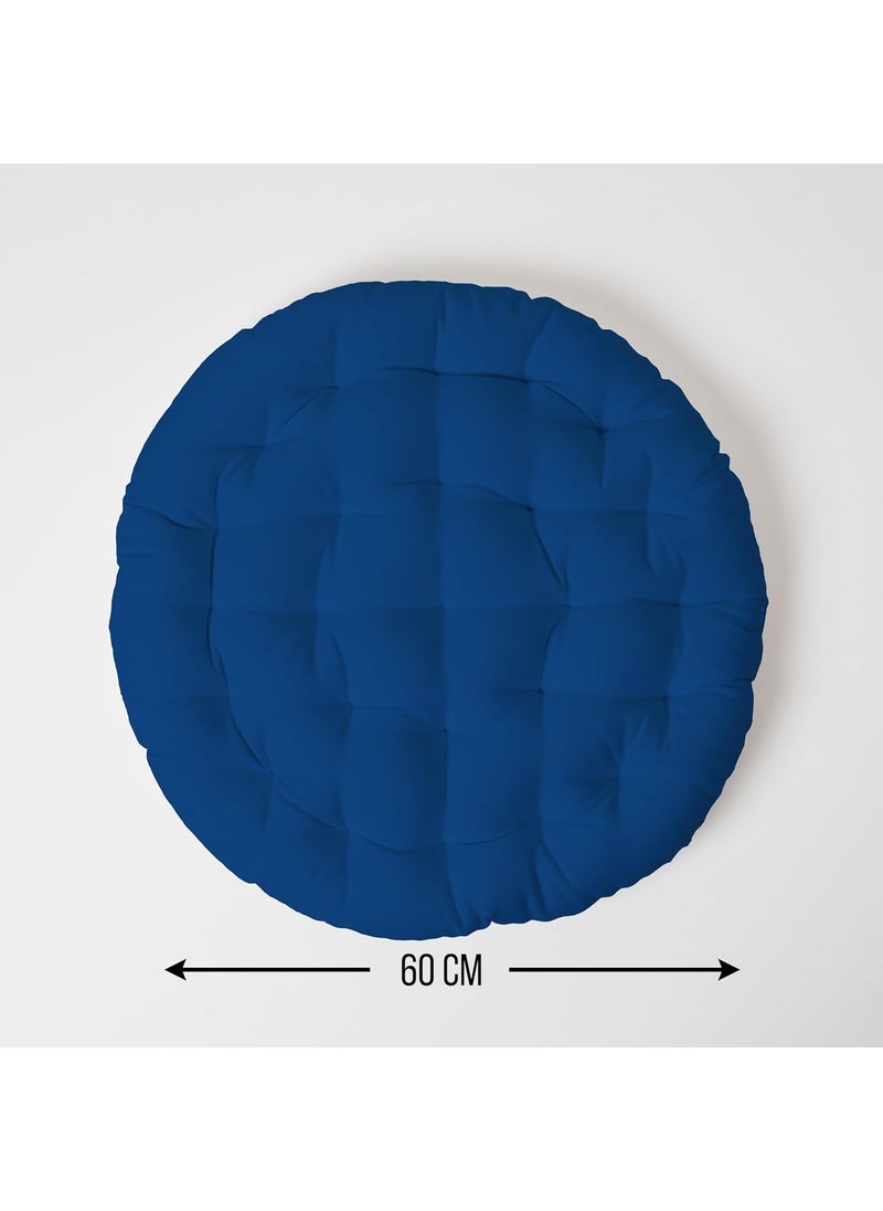 SKANDA FAB Premium Cotton Floor Seating Cushion Luxurious Comfort Microfiber Fill 60X60 CM Large Size for Meditation Floor Cushions Pooja Living Room Pets Outdoor Classic Blue Pack of 2