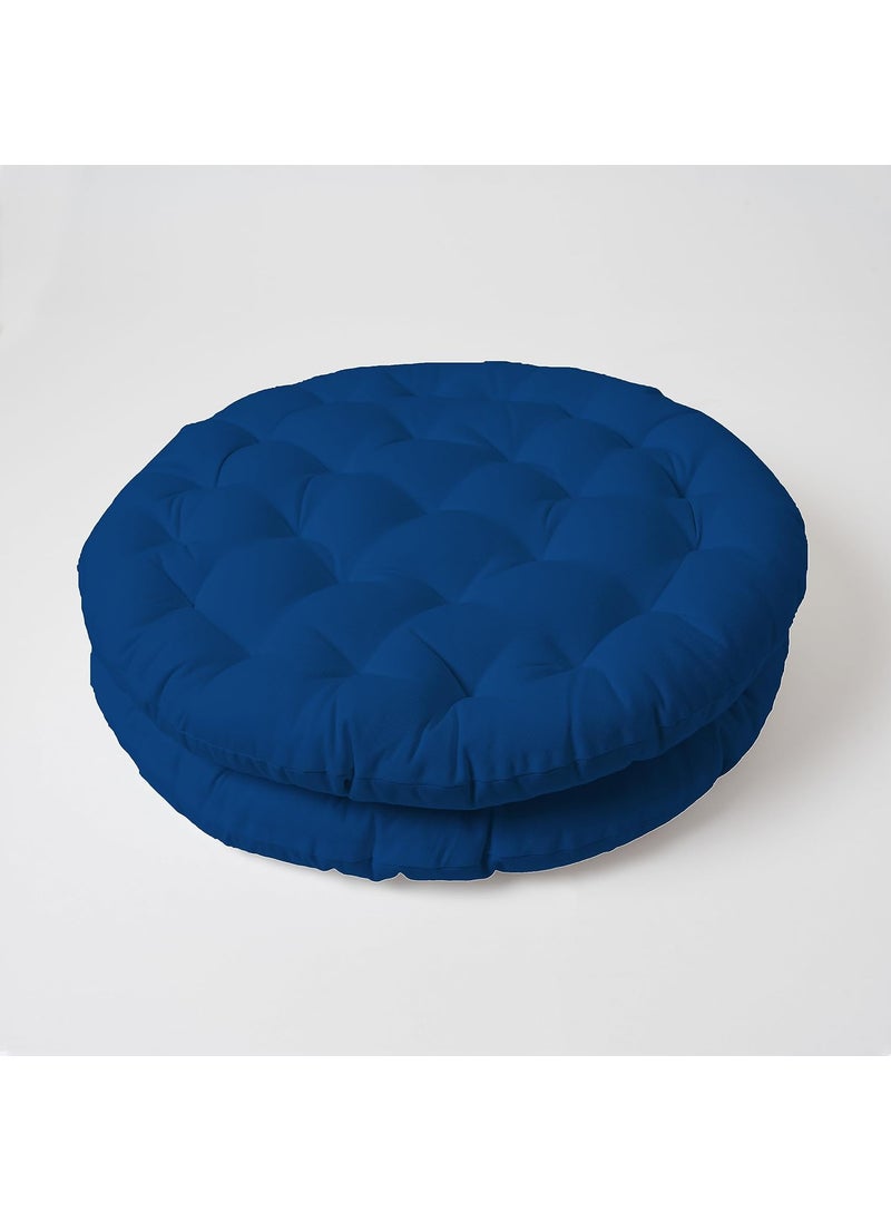 SKANDA FAB Premium Cotton Floor Seating Cushion Luxurious Comfort Microfiber Fill 60X60 CM Large Size for Meditation Floor Cushions Pooja Living Room Pets Outdoor Classic Blue Pack of 2