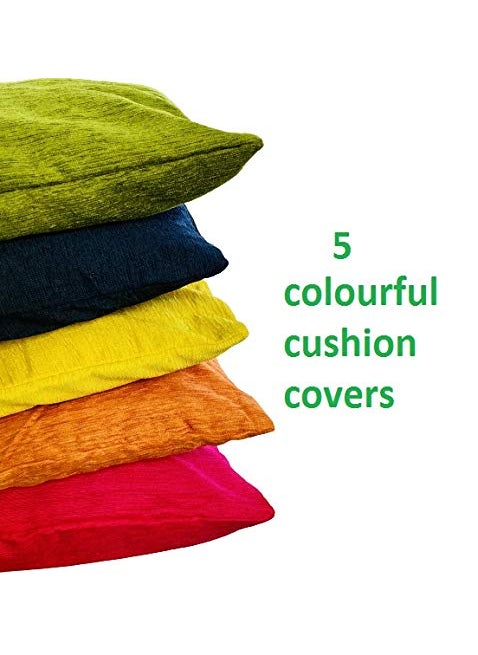 DEVSANG ALL ABOUT HOME FURNISHINGS Solid Throw PillowCushion Covers Set Of 5 16 X 16 Inch Multicolor SetChennile