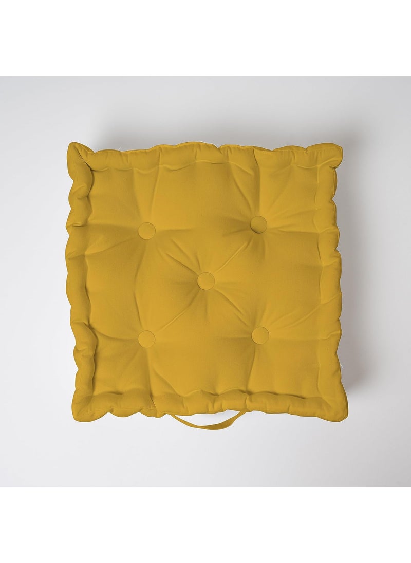 SKANDA FAB Premium Floor Cushion 50X50X10 CM Floor Cushions MicroFiber Filling for Seating Meditation Yoga Pooja Guests Living Room Pets Mustard Yellow 50 x 50 x 10 cm Pack of 2