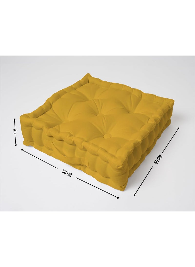SKANDA FAB Premium Floor Cushion 50X50X10 CM Floor Cushions MicroFiber Filling for Seating Meditation Yoga Pooja Guests Living Room Pets Mustard Yellow 50 x 50 x 10 cm Pack of 2
