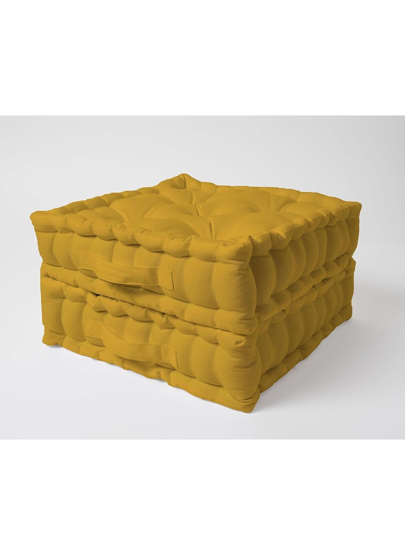 SKANDA FAB Premium Floor Cushion 50X50X10 CM Floor Cushions MicroFiber Filling for Seating Meditation Yoga Pooja Guests Living Room Pets Mustard Yellow 50 x 50 x 10 cm Pack of 2