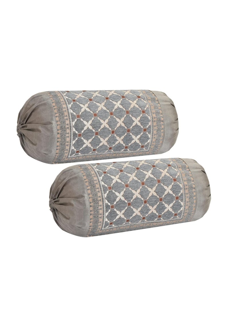 FRESH FROM LOOM Wrinkle Free Bolster Cover Set 16x32 Inches 300 Tc Bolster Dewan Round Pillow Covers Bed Side Long Pillow Case Soft and Velvet Fabric Star Maroon Pack of 2