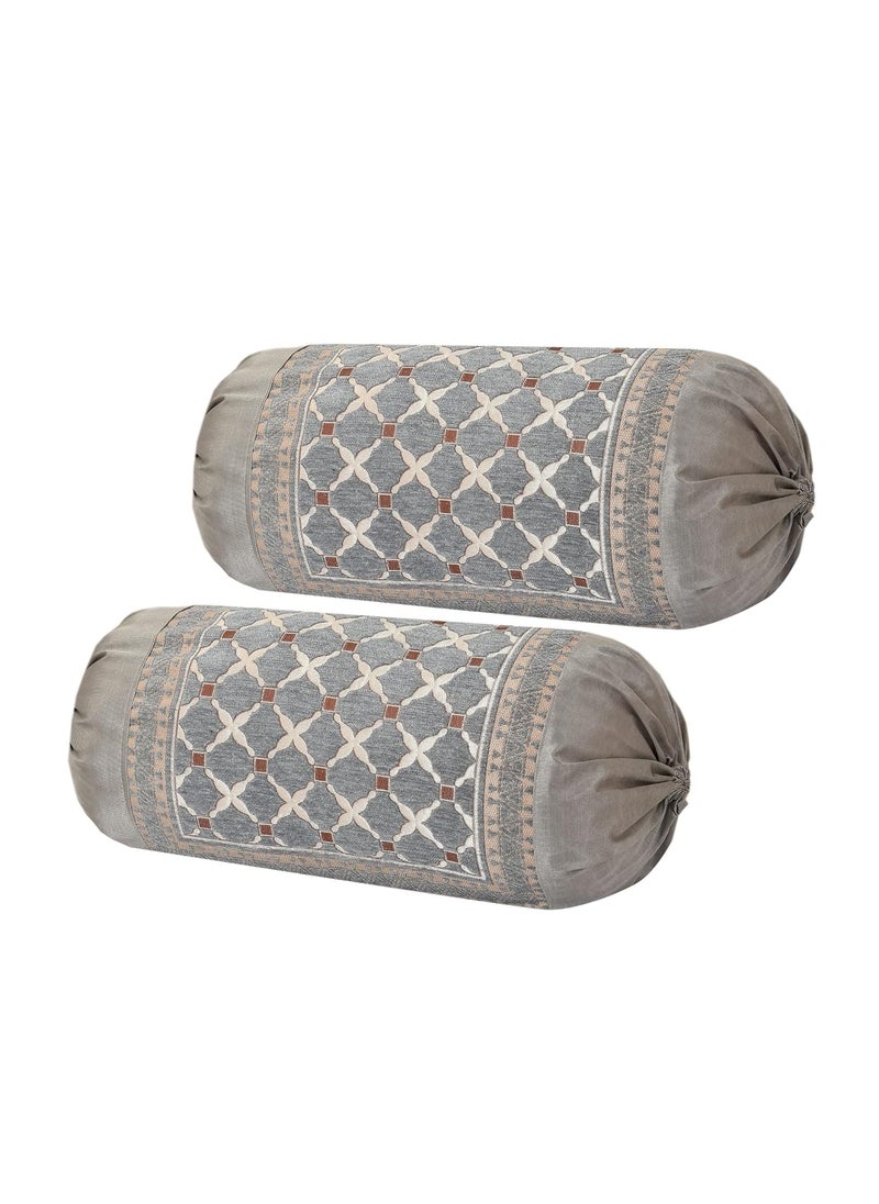 FRESH FROM LOOM Wrinkle Free Bolster Cover Set 16x32 Inches 300 Tc Bolster Dewan Round Pillow Covers Bed Side Long Pillow Case Soft and Velvet Fabric Star Maroon Pack of 2