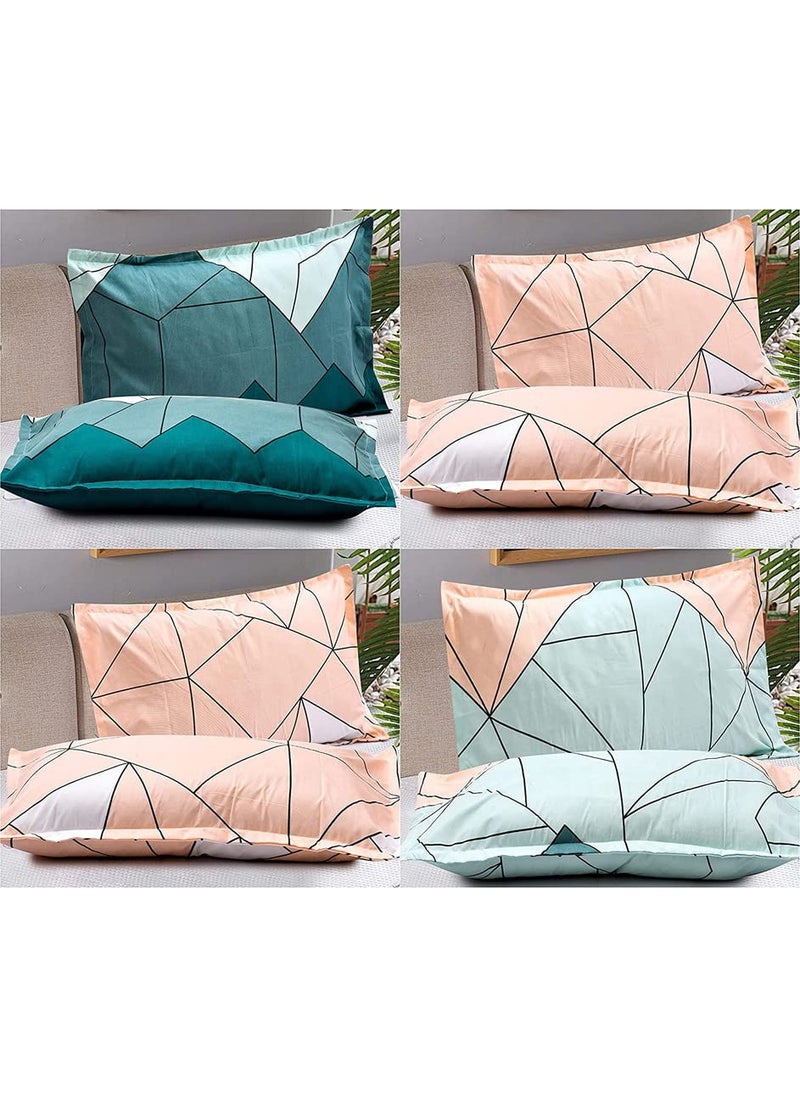 THE HOME STYLE Super Soft Glace Cotton Standard Size Printed Pillow Covers ll Pillow Cases ll Set of 8 Piece 18 x 28 Inches Standard 18 x 28 Inches Pastel Green 400 TC