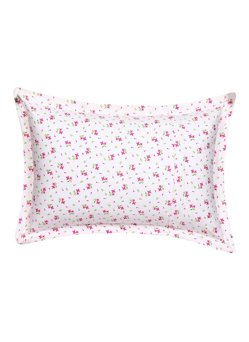 HOUSE FOX Floral Zipper Cotton Pillow CoversCasesProtectors NOT Pillow Set of 2 Pair Or 4 PcsSize 18x28inch with ZipChain300 TCColor WhitePink red