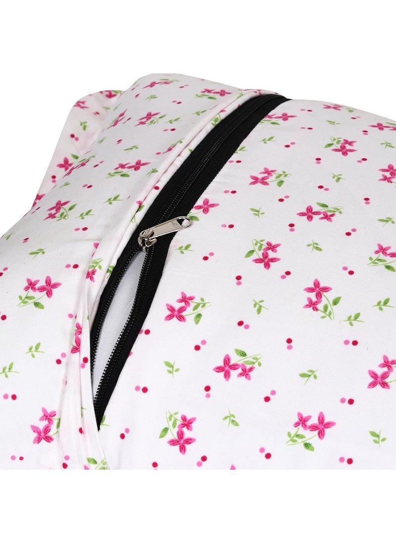 HOUSE FOX Floral Zipper Cotton Pillow CoversCasesProtectors NOT Pillow Set of 2 Pair Or 4 PcsSize 18x28inch with ZipChain300 TCColor WhitePink red