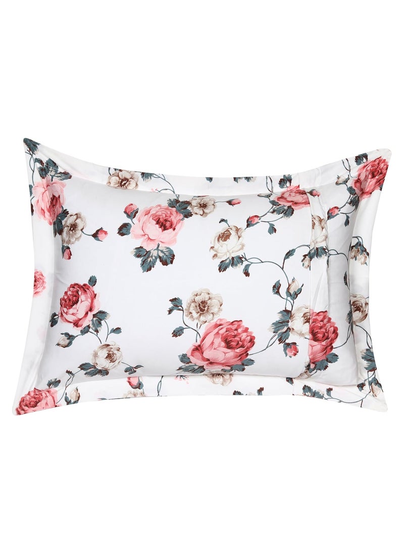 HOUSE FOX Floral Zipper Cotton Pillow CoversCasesProtectors NOT Pillow Set of 2 Pair Or 4 PcsSize 18x28inch with ZipChain300 TCColor WhitePink red