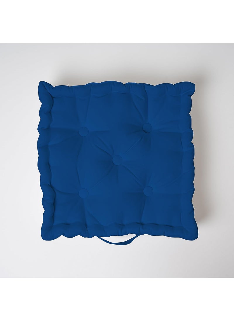 SKANDA FAB Square Floor Cushions 60 x 60 x 10 CM Floor Cushion MicroFiber Filling for Seating Meditation Yoga Pooja Guests Living Room Bedroom Classic Blue Pack of 1