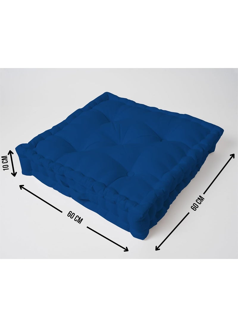 SKANDA FAB Square Floor Cushions 60 x 60 x 10 CM Floor Cushion MicroFiber Filling for Seating Meditation Yoga Pooja Guests Living Room Bedroom Classic Blue Pack of 1