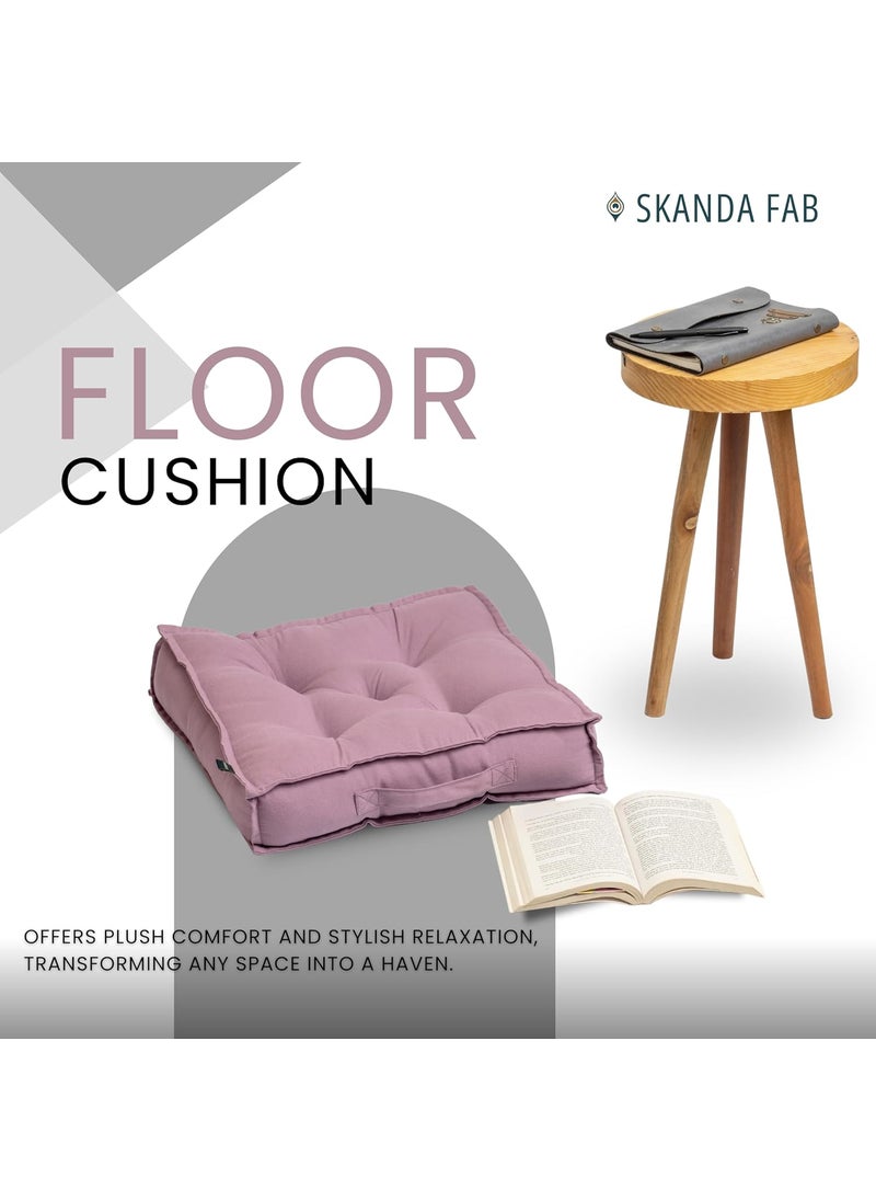 SKANDA FAB Zig ZAG Square Floor Cushions Floor Cushion MicroFiber Filling for Seating Meditation Yoga Pooja Guests Living Room Bedroom Lilac Purple 40 x 40 x 10 cm Pack of 1