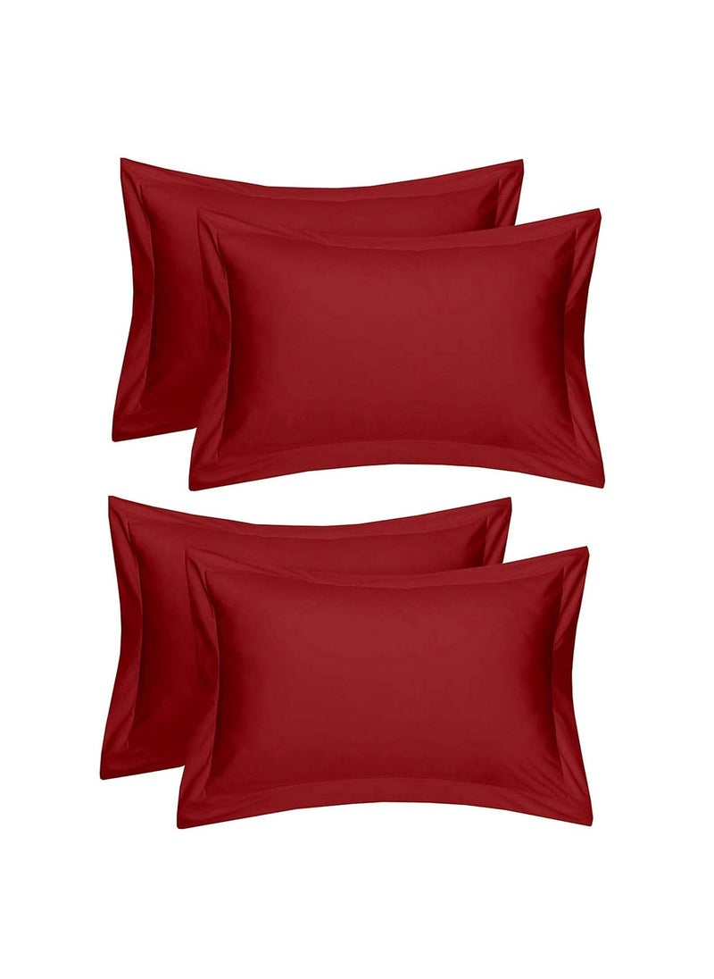 HR Products Pure Cotton Pillow Covers Set of 4 Piece Maroon