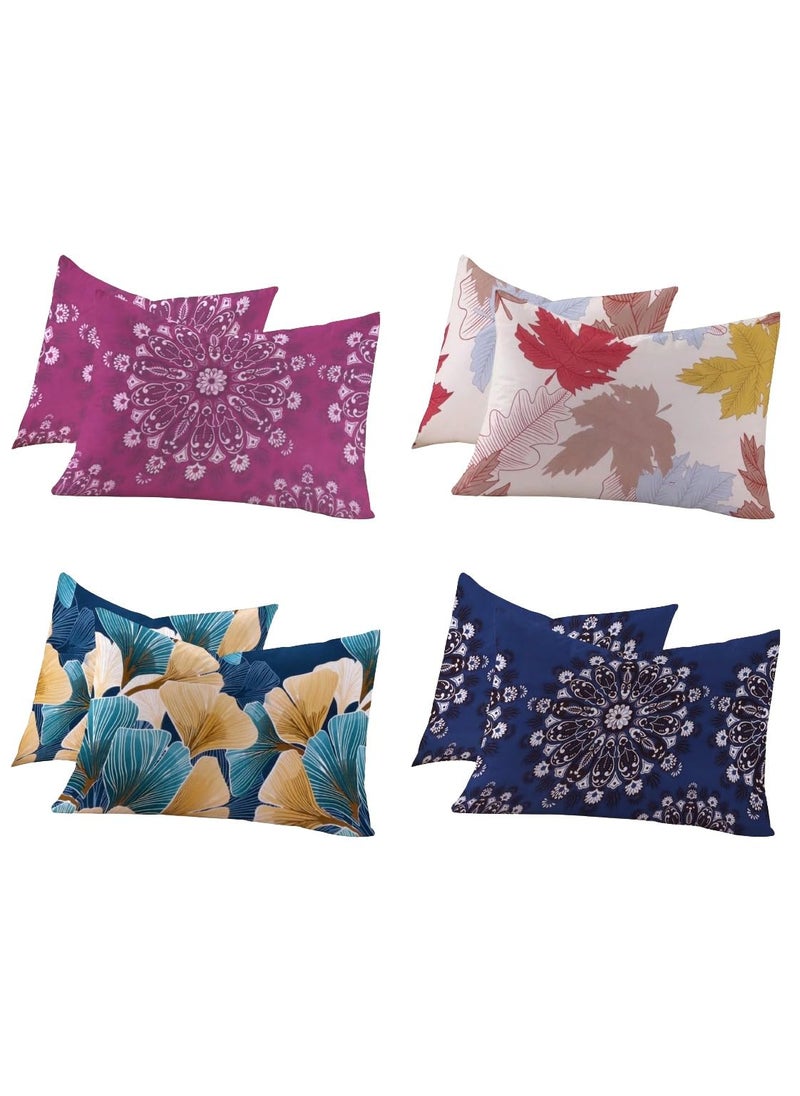 RD TREND 210 TC Premium Glace Cotton Assorted King Size Printed Floral Design Pillow Cover 18X28 InchesPack of 4 of Any 8 Pieces Color Multi20