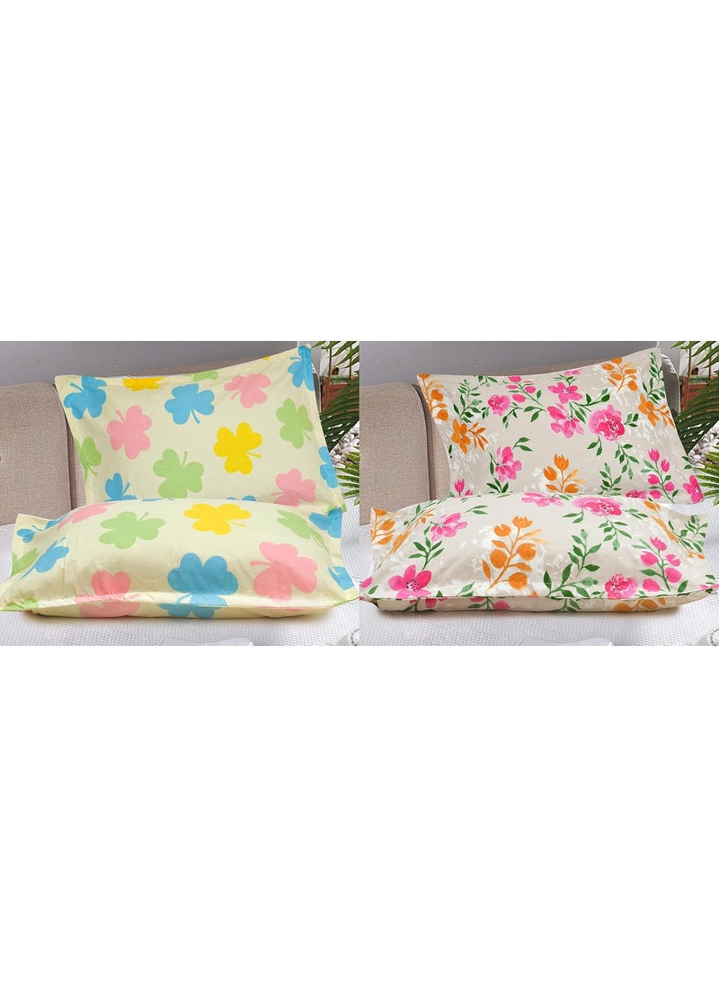 RRC Super Soft Brushed Microfiber Cotton Pillow CoversSet of 4 Pieces Pillow Covers17X27Inches 43X68CM Printed Pillow CoversFlange on Edges Pillow Covers