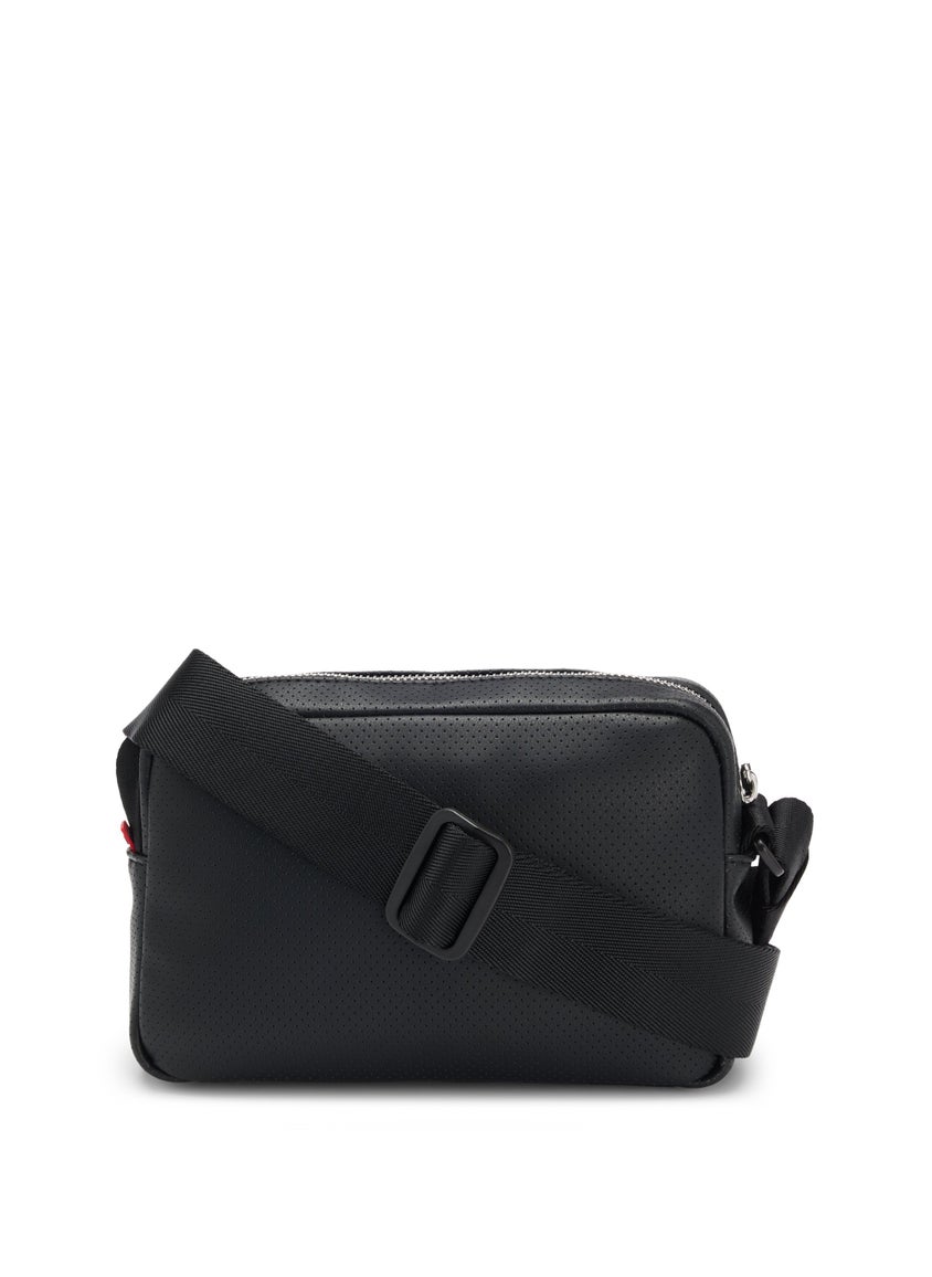Crossbody bag in perforated faux leather