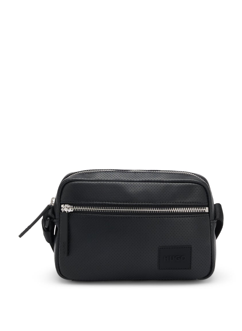 Crossbody bag in perforated faux leather