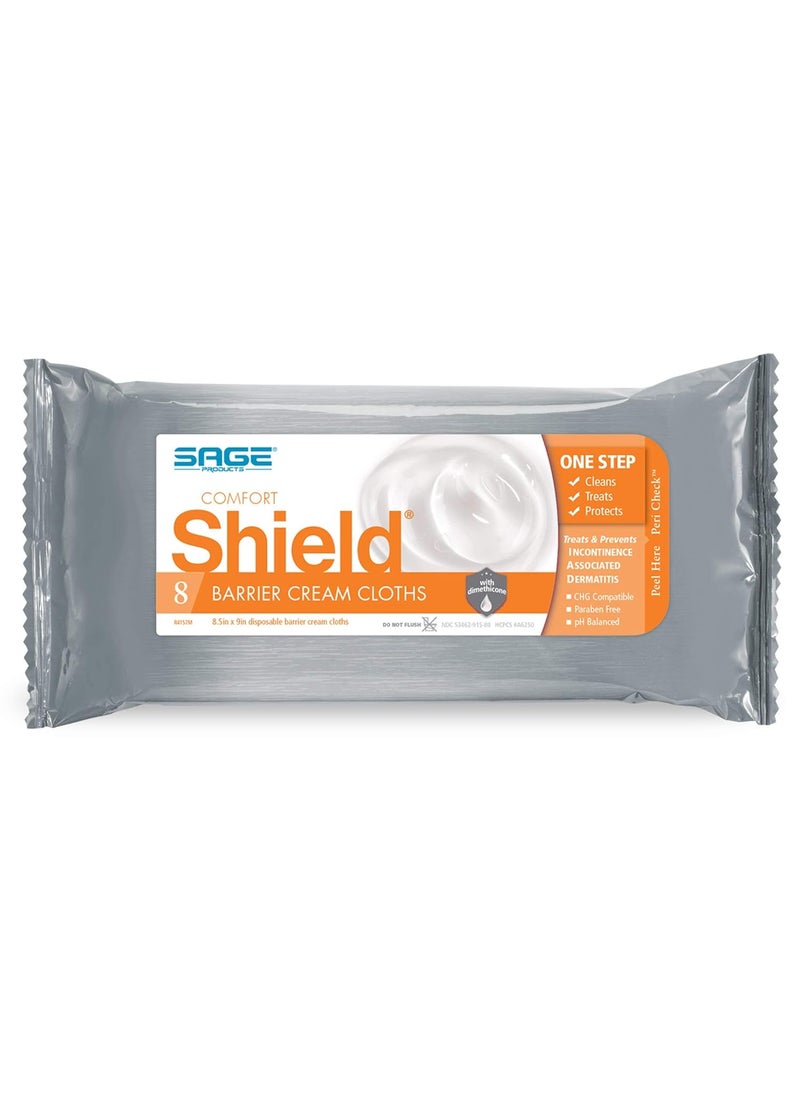 Sage 79051740 Barrier Cream Bath Wipe Comfort Shield 8.5 X 8.5 Inch Soft Pack Dimethicone 7905 Box Of 8