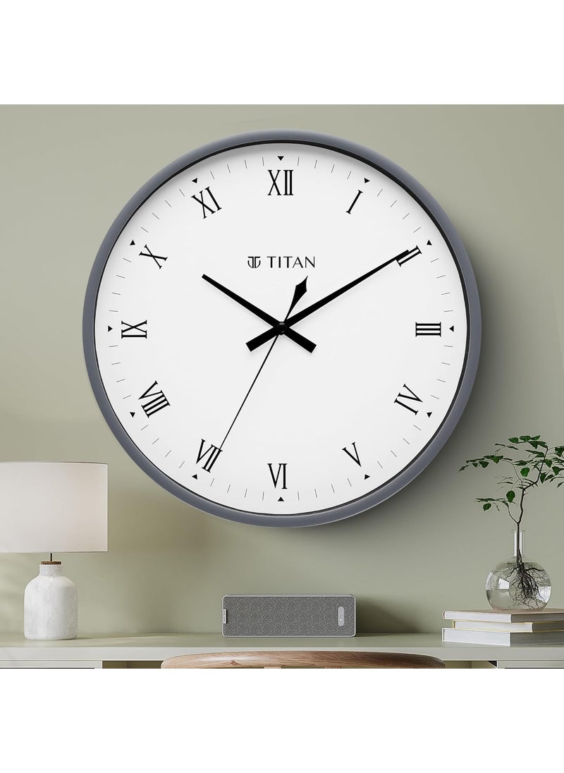 Titan Plastic Classic Grey Wall Clock with Silent Sweep Technology 295 Cm X 295 Cm Medium Analog
